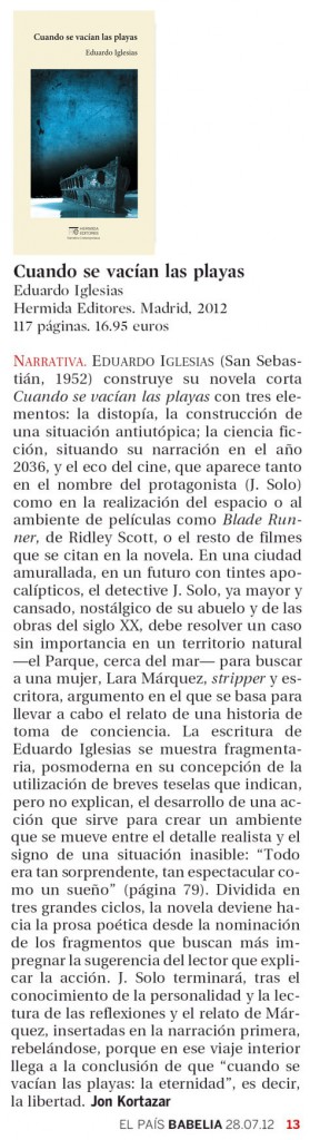 Reseña en el suplemento cultural Babelia en el periódico El País